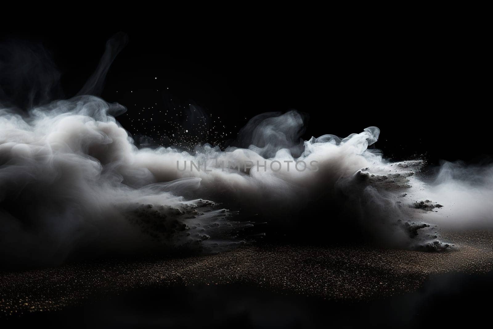 Thick fog, smoke in the darkness. Abstract dark background.