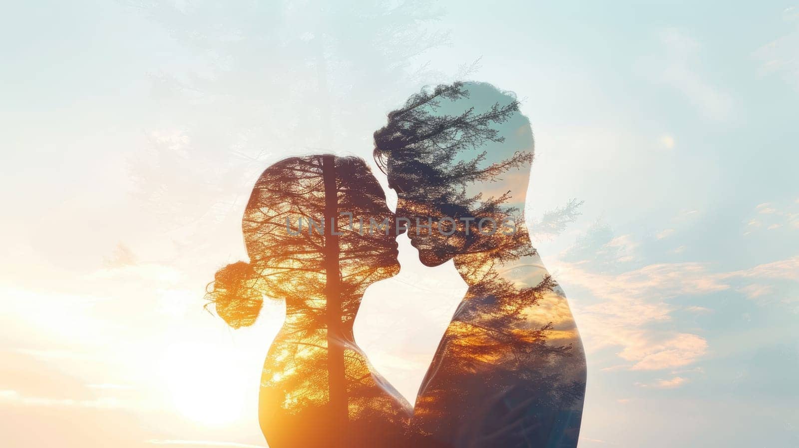 young couple in love , nature background , valentines day pragma by biancoblue