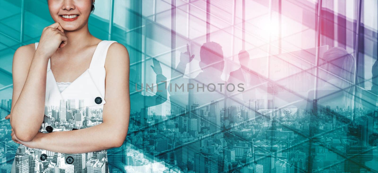 Double Exposure Image of Success Business People uds by biancoblue