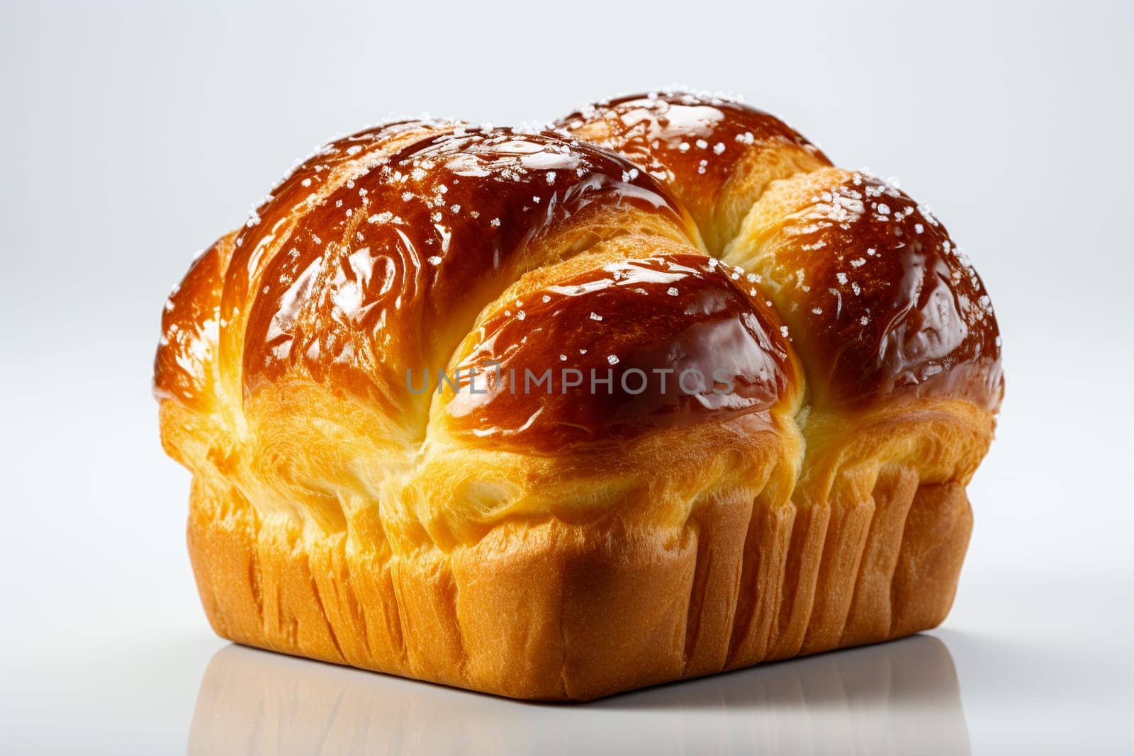 Artisanal brioche loaf with sugar flakes on top - generative AI