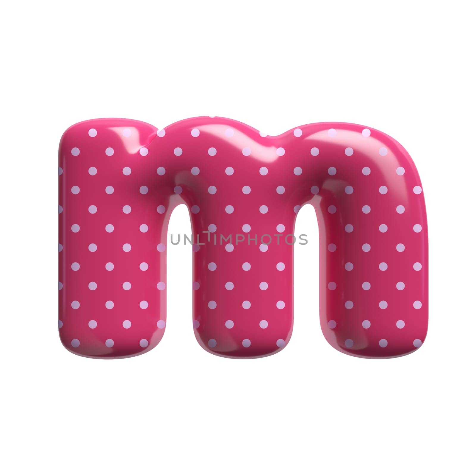 Polka dot letter M - Lowercase 3d pink retro font - Suitable for Fashion, retro design or decoration related subjects by chrisroll