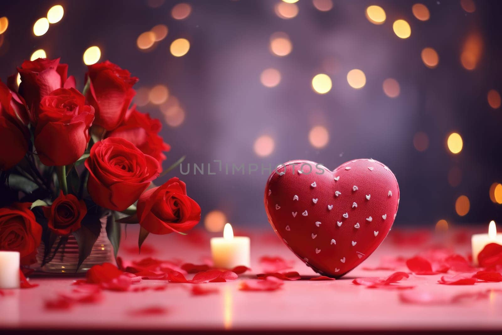 Valentine's day romantic gift, bouquet of red roses on wooden background. Greeting card