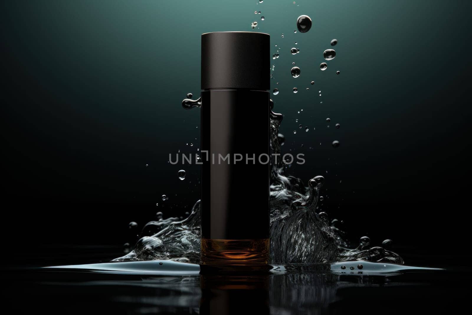 ads fragrance on black background. Generative AI.