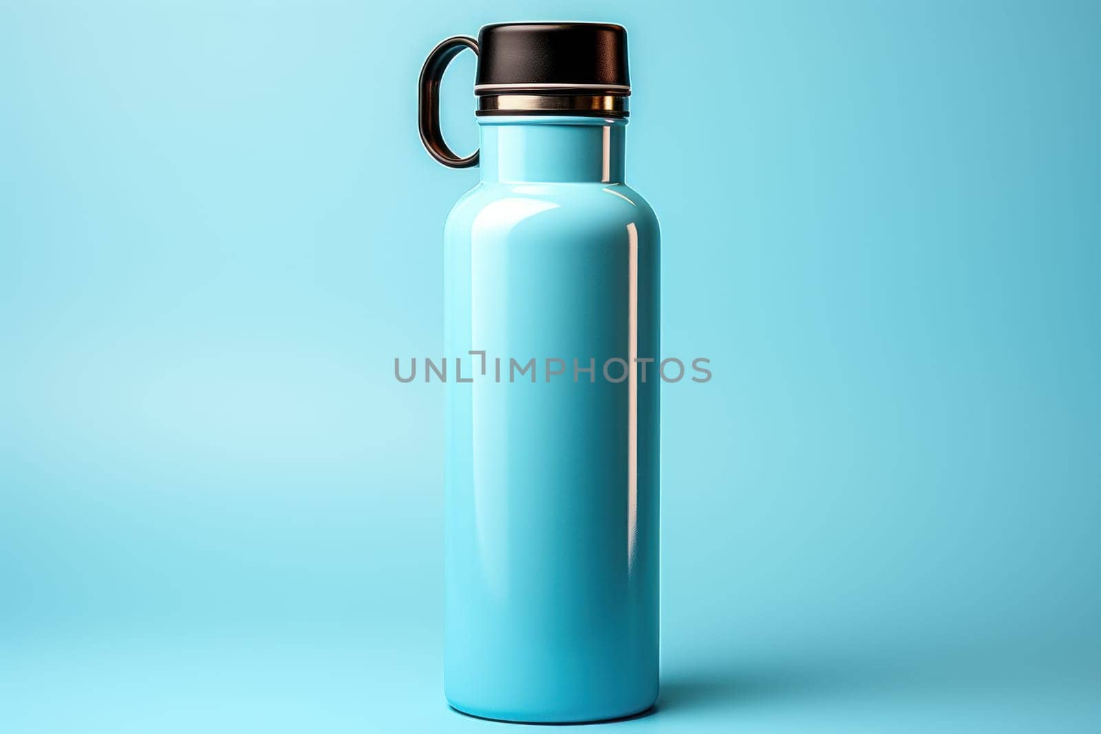 mockup empty water bottle with clear platic lid. Generative AI.