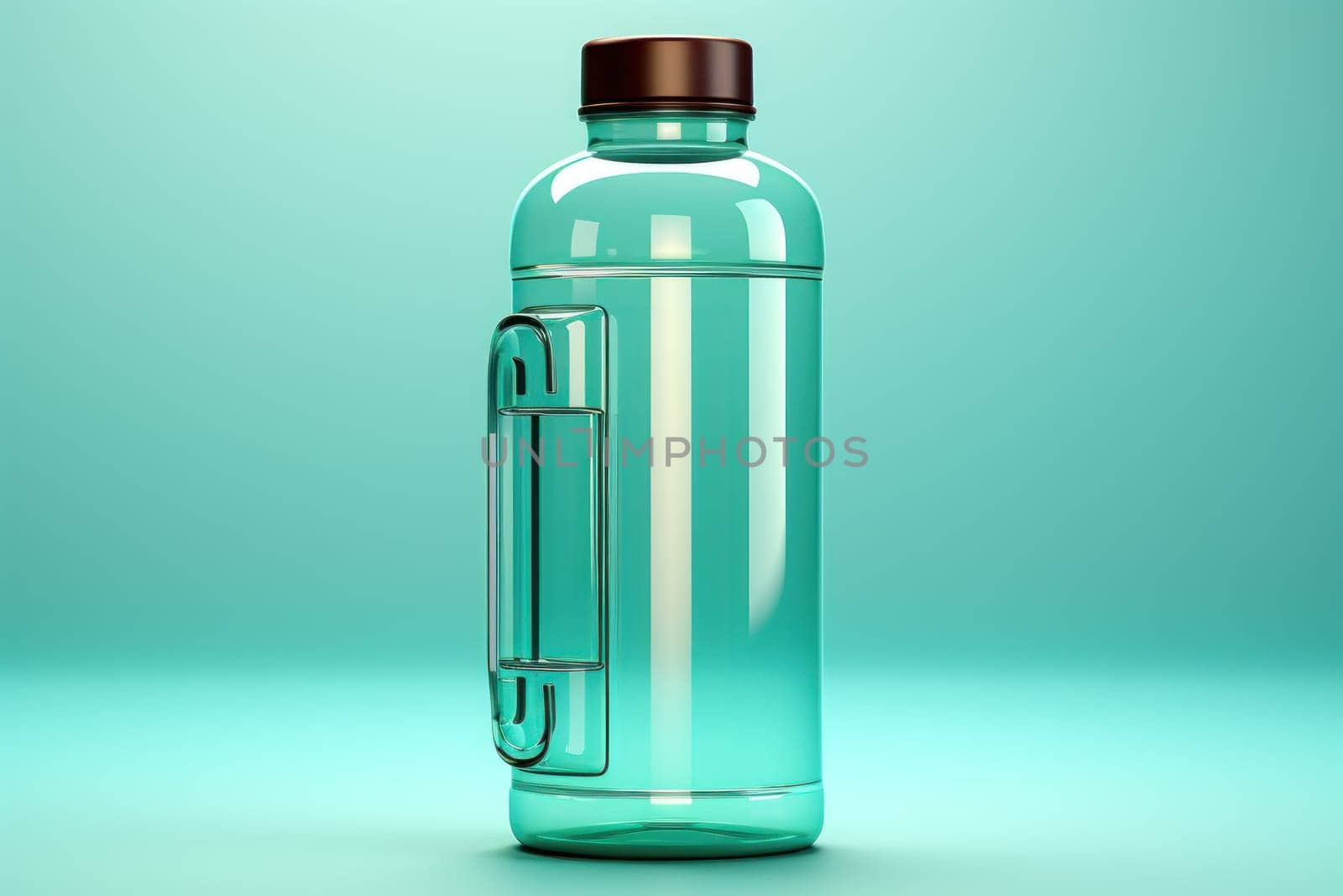 mockup empty water bottle with clear platic lid. Generative AI.