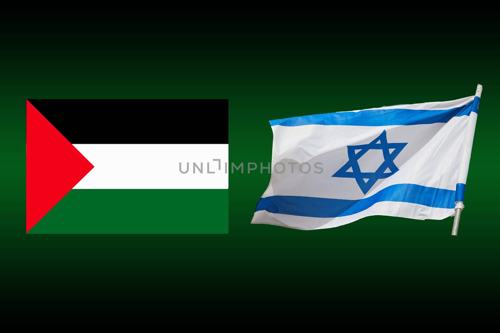 flag of israel in Palestine on background. High quality photo