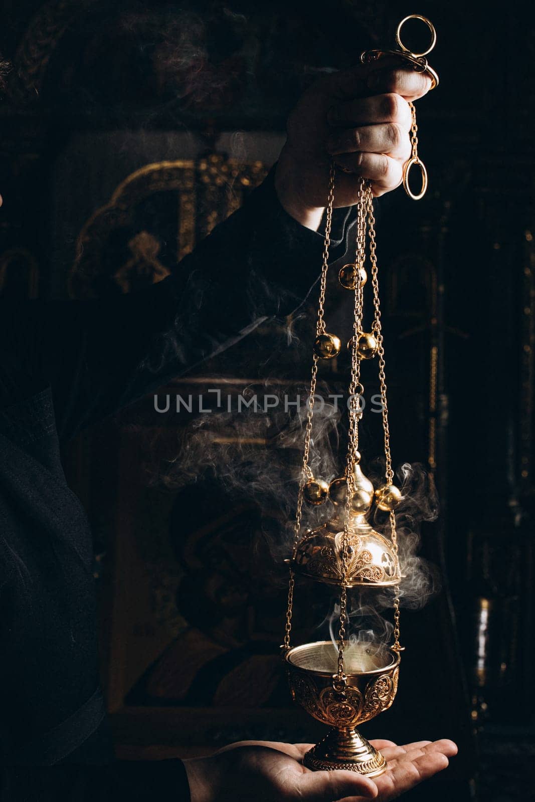 censer in church incense and smoke. High quality photo