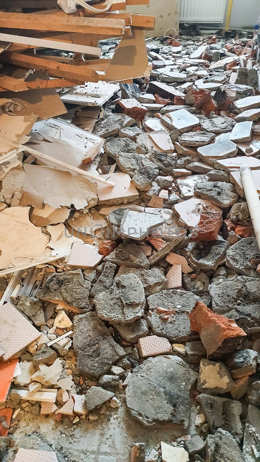 Ruined abandoned room in a house requiring major repairs