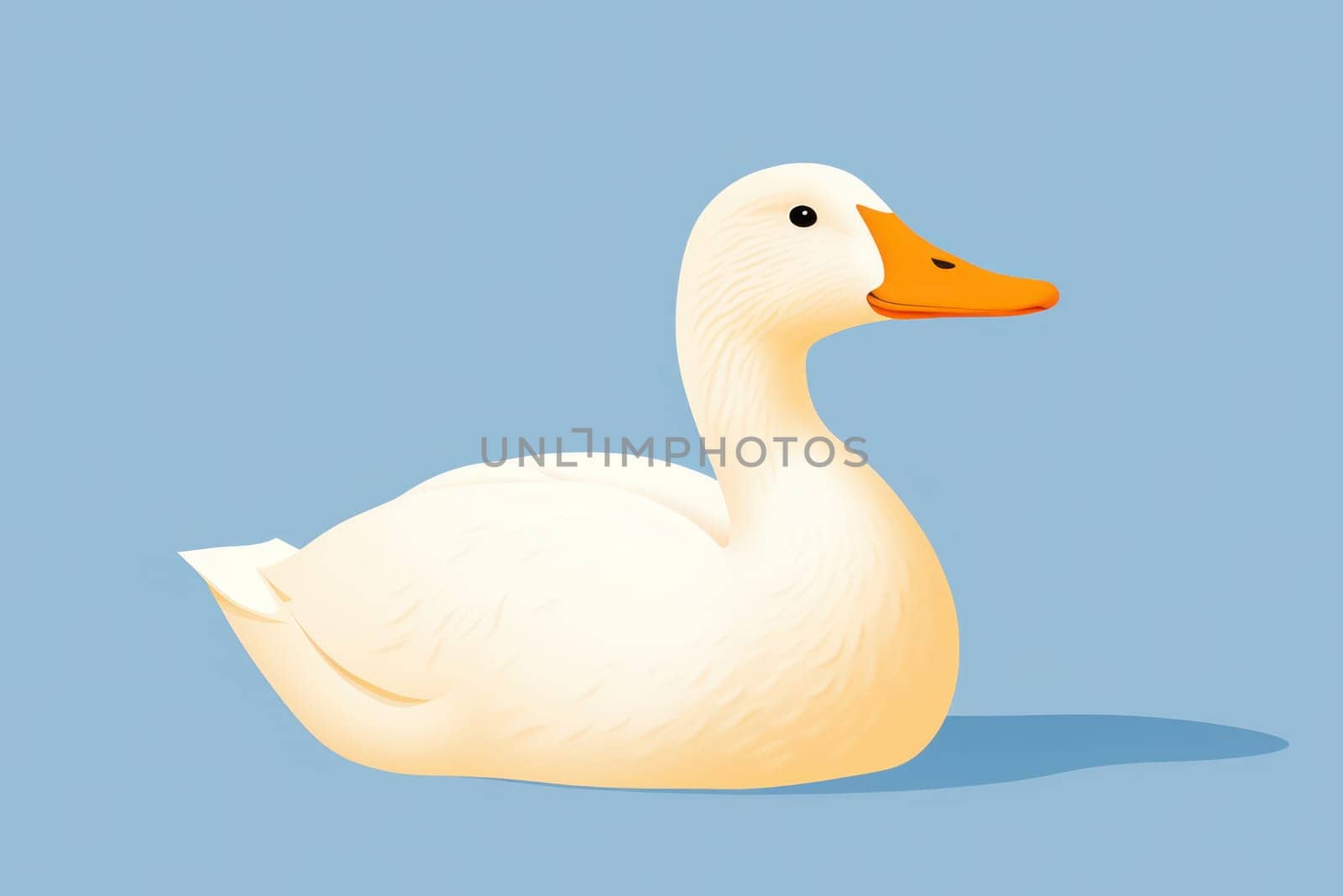 Cute White Ducks with Beautiful Plumage and Orange Beaks, Isolated on a White Background, Enjoying a Playful Swim in a Happy and Fun-filled Cartoon Lake