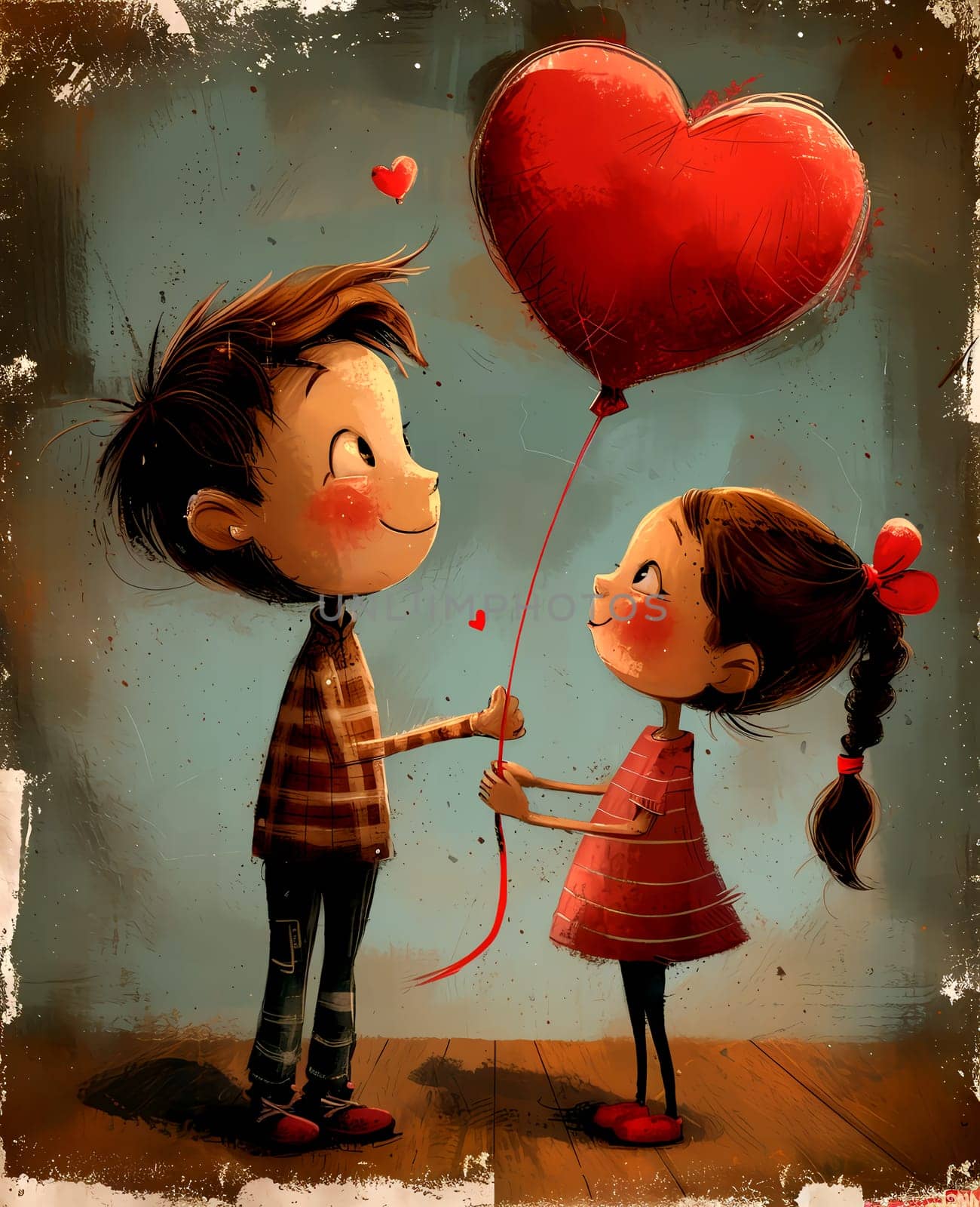 Valentines. Boy and girl. Grunge. AI generated. by AndreyKENO