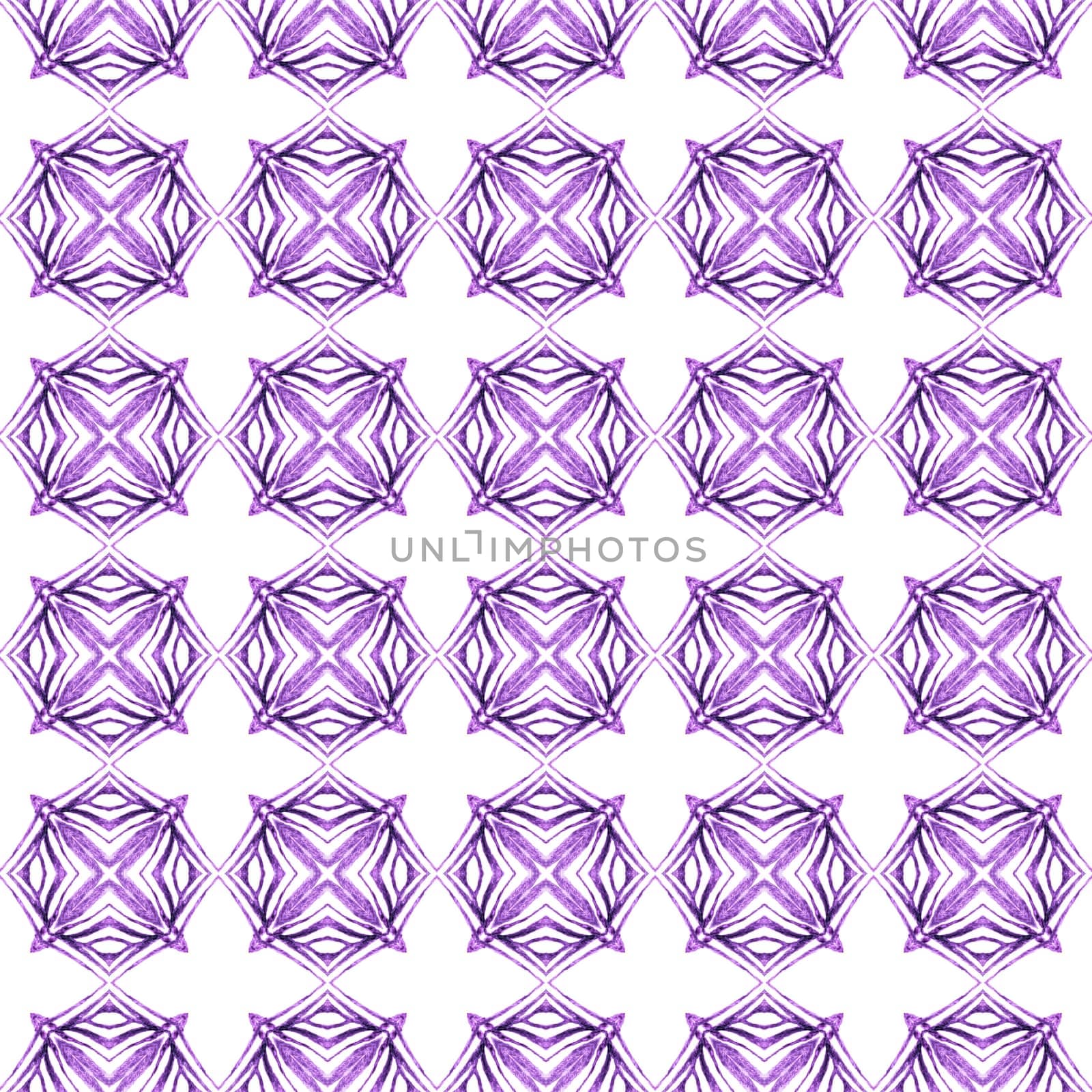 Medallion seamless pattern. Purple posh boho chic summer design. Textile ready resplendent print, swimwear fabric, wallpaper, wrapping. Watercolor medallion seamless border.