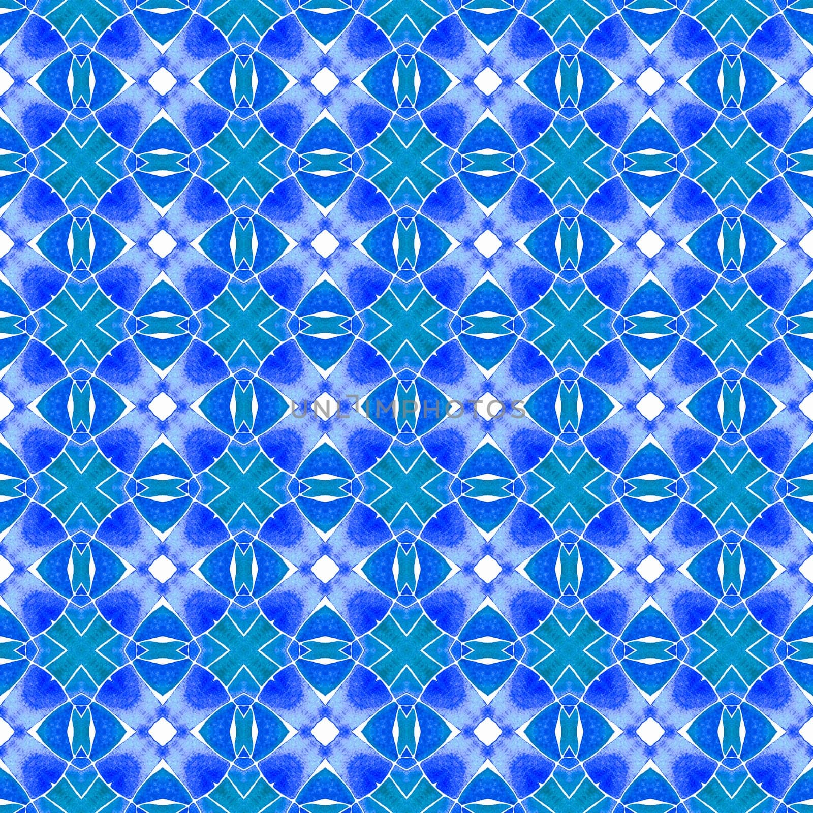 Summer exotic seamless border. Blue nice boho chic summer design. Textile ready creative print, swimwear fabric, wallpaper, wrapping. Exotic seamless pattern.