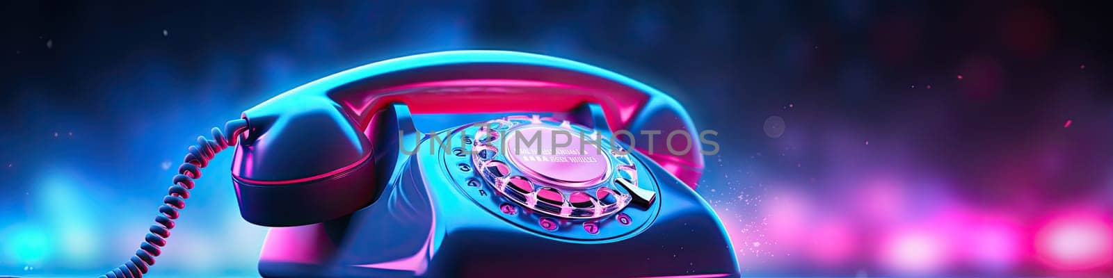 Telephone isolated on the blue and purple glowing background by Kadula