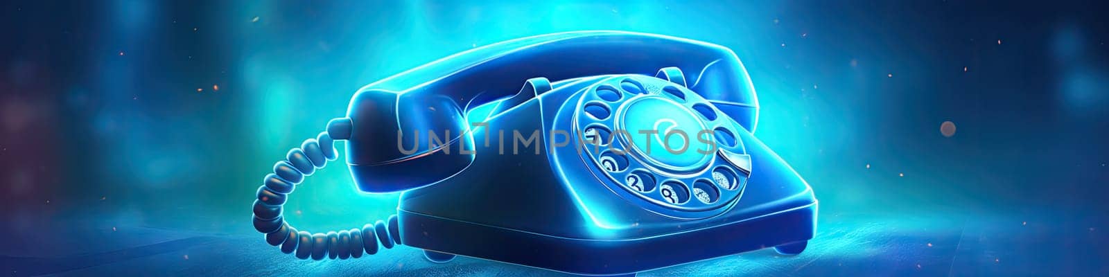 Telephone isolated on the blue and purple glowing background by Kadula