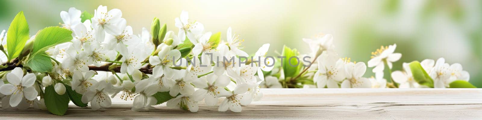 Spring background with a white blossoms, flooring concept