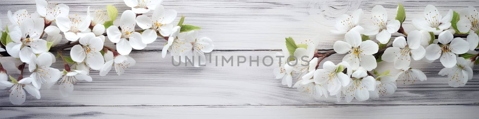 Spring background with a white blossoms, flooring concept