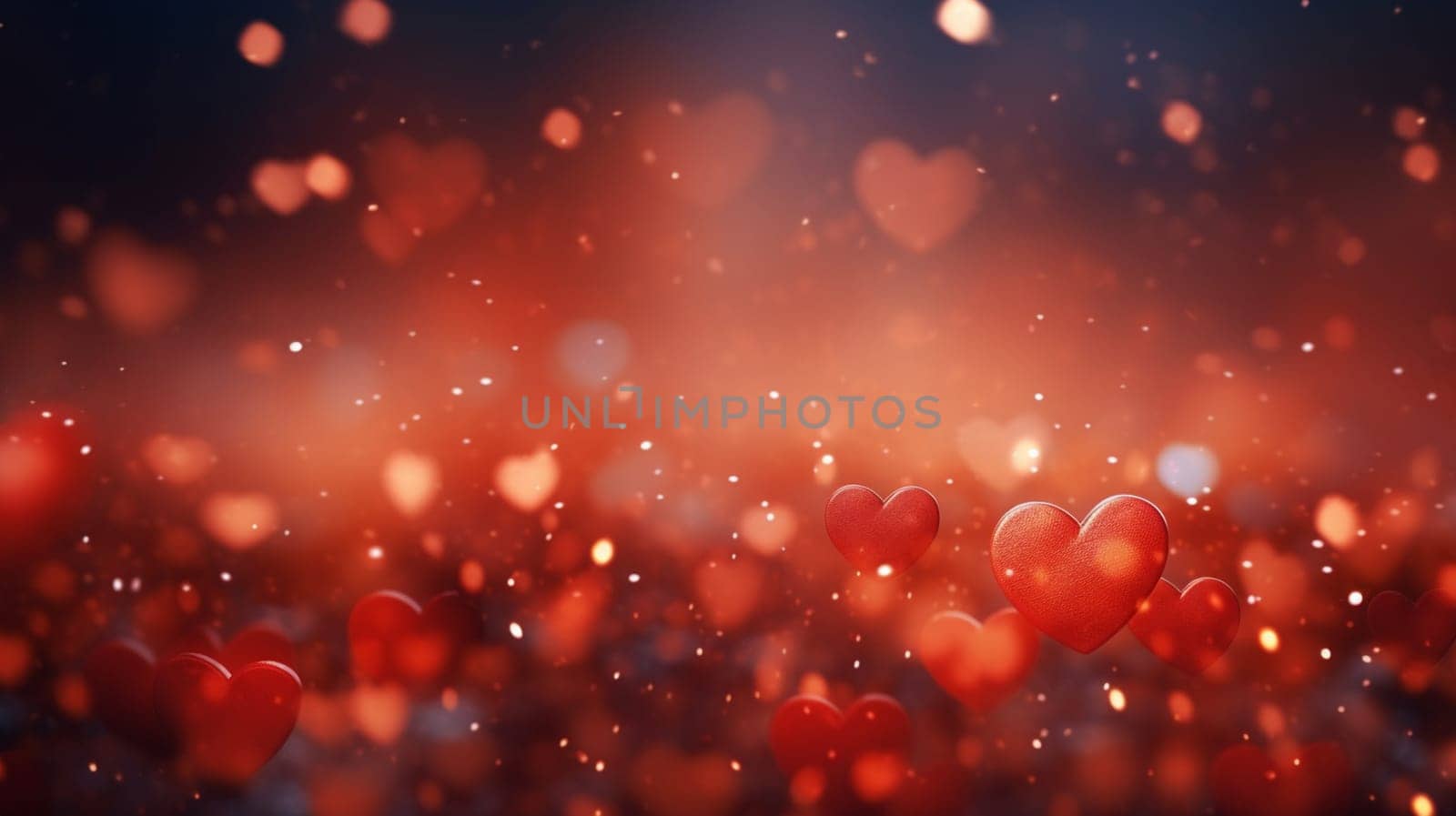 Red hearts background. selective focus. Generative AI, by mila1784