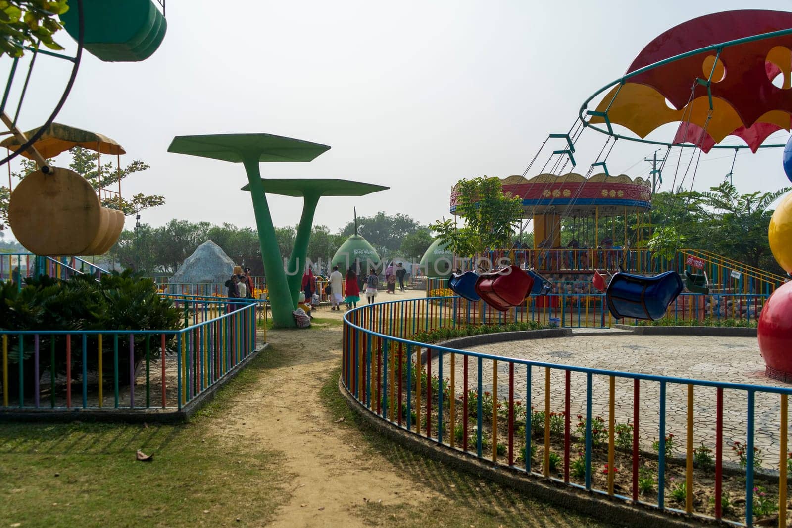 Lalpur, Bangladesh - 01.01.2024: Green Valley Park in Lalpur. Amusement park.