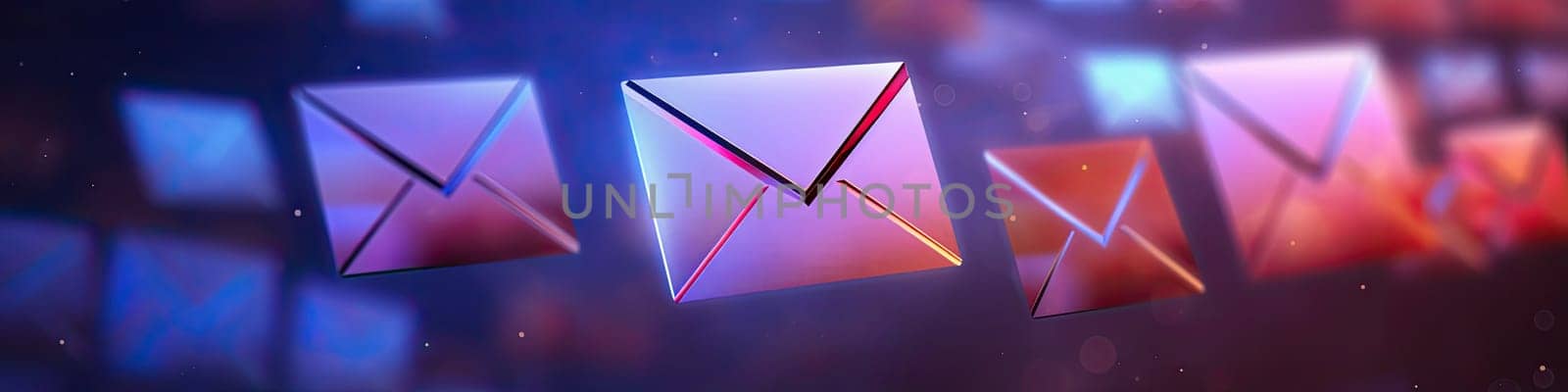 E-mail icon on the dark blue glowing background as a banner