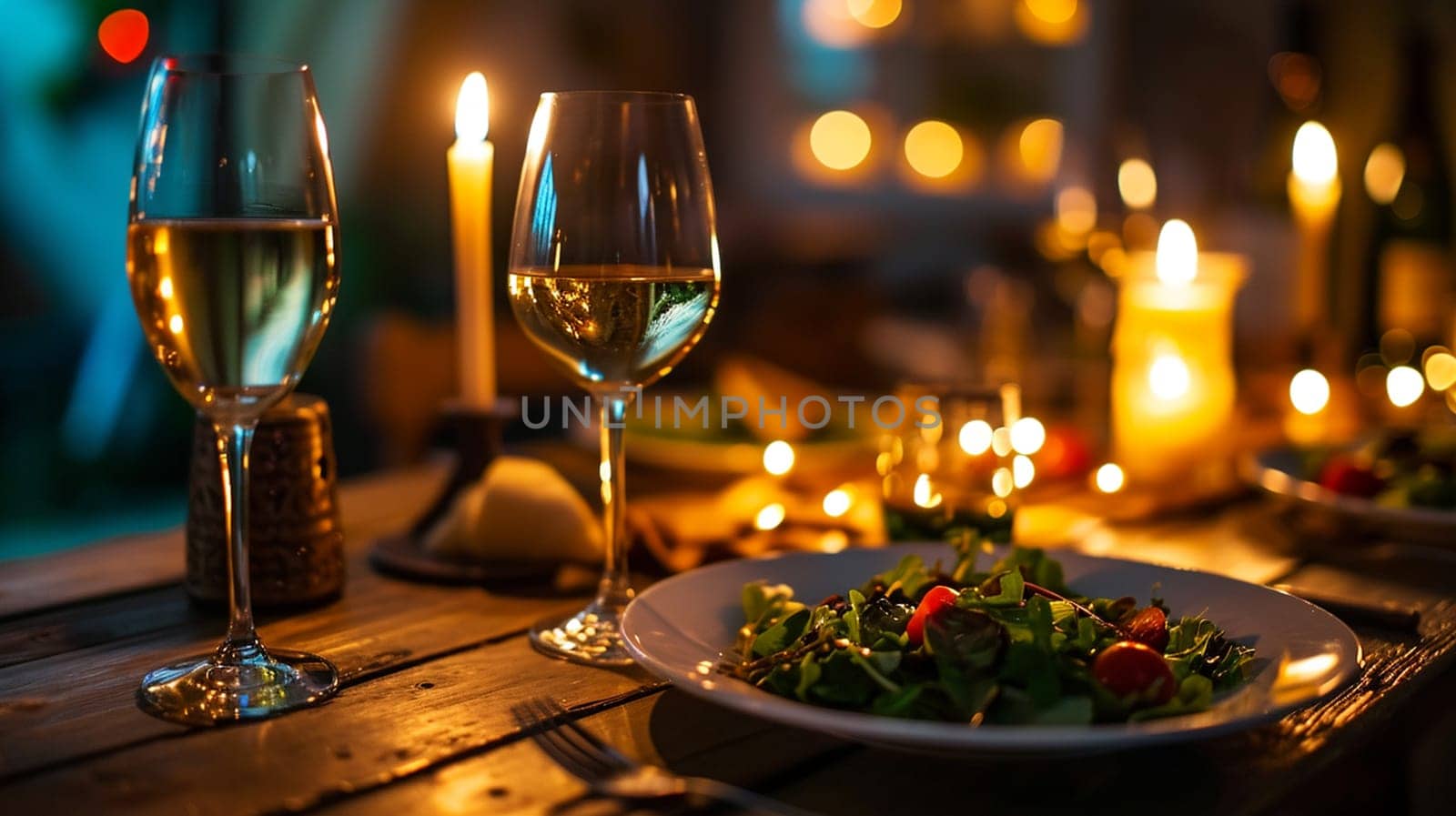 Romantic dinner by candlelight. selective focus. Generative AI, by mila1784