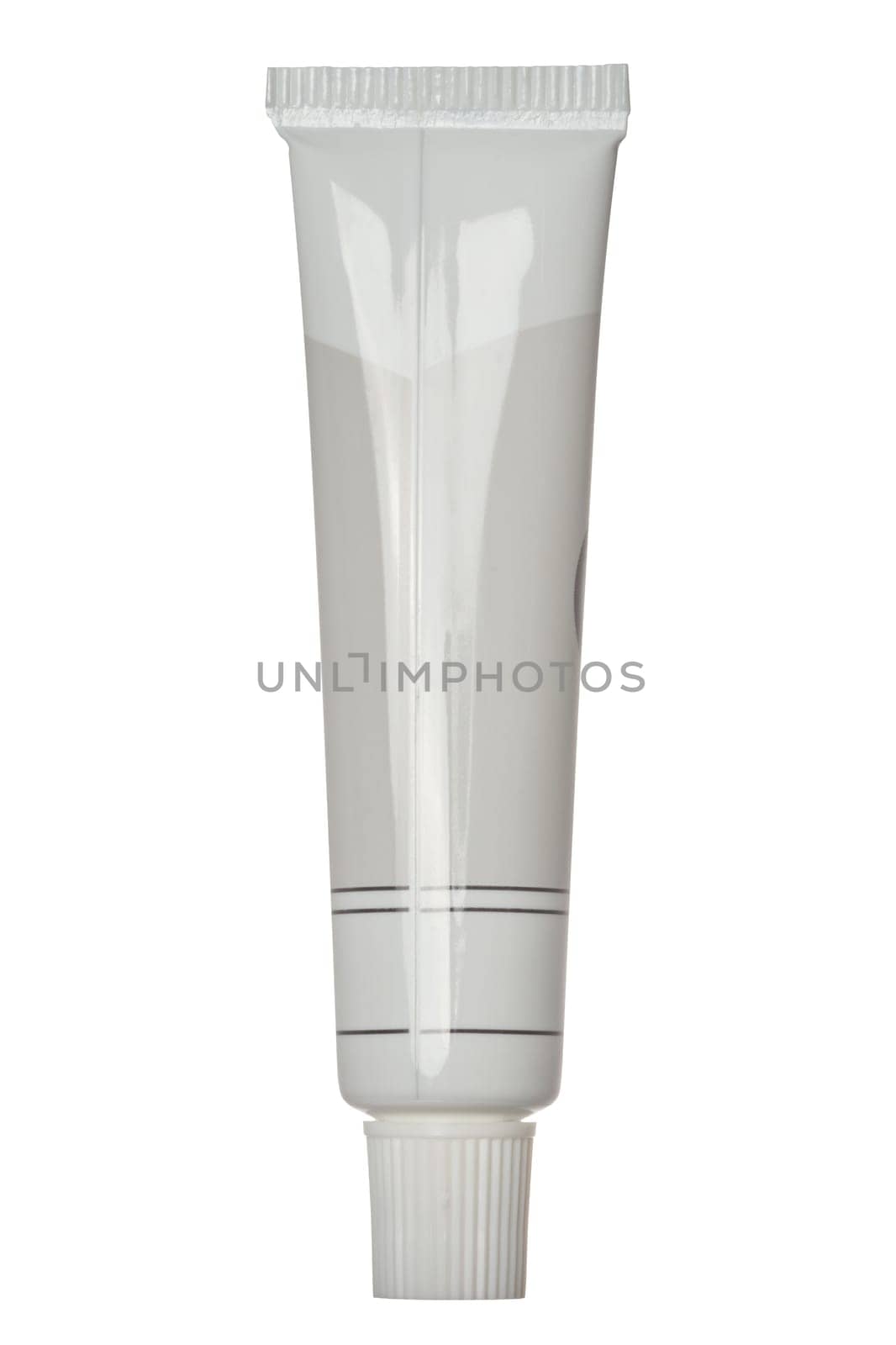 White plastic tube for paint and cosmetics on isolated background by ndanko