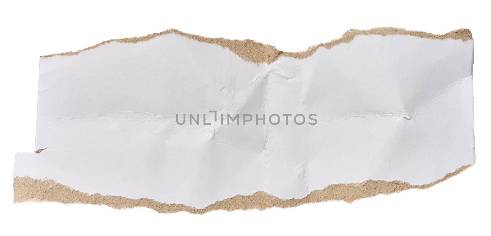 White piece of cardboard with torn edges on isolated background by ndanko