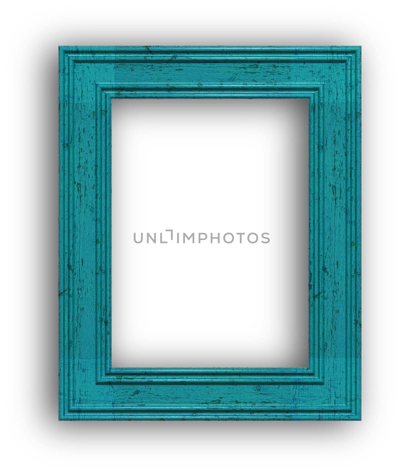 Wooden frame for photos and paintings with shadow on isolated background