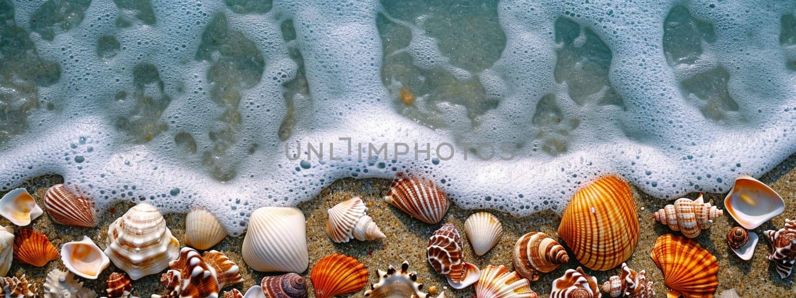 Beautiful seashells on the seashore. selective focus. nature Generative AI,