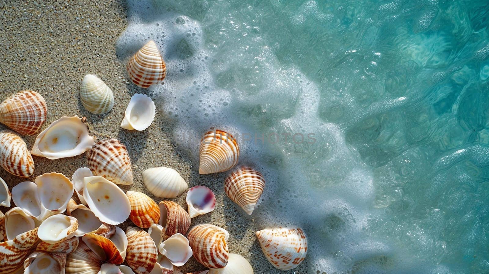 Beautiful seashells on the seashore. selective focus. Generative AI, by mila1784