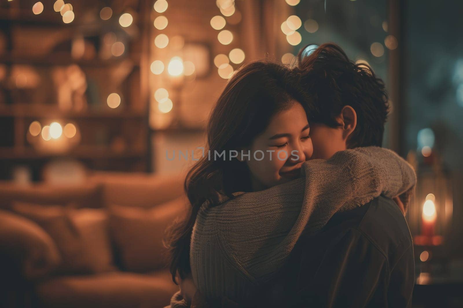 romantic lovers give each other love by comfort hug and embrace pragma