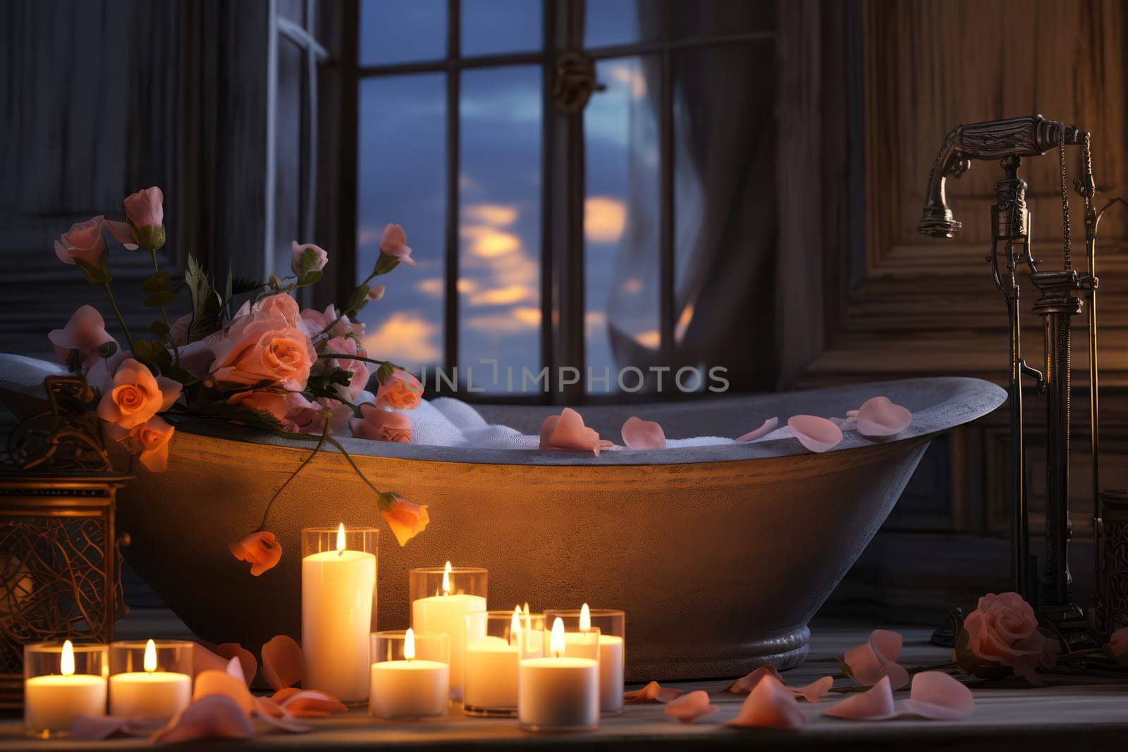 Blissful Spa Relaxation: Candlelit Care and Serenity in a Luxurious, Healthy Bath by Vichizh