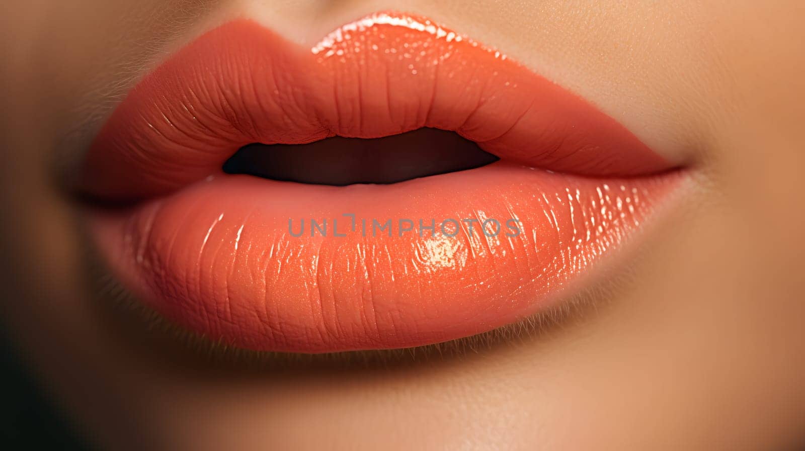 beautiful female lips closeup, generative ai. High quality photo
