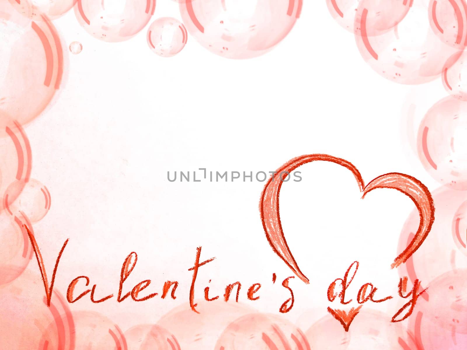 Valentine's day background with red hearts and and the inscription on pink and white place. Festive texture with copy space and place for text. Top view by keleny