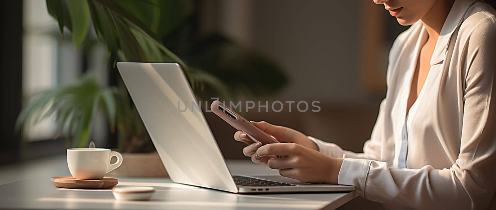 Portrait of smiling woman making some notes in her diary connected with her work. She has inspiration by Andelov13