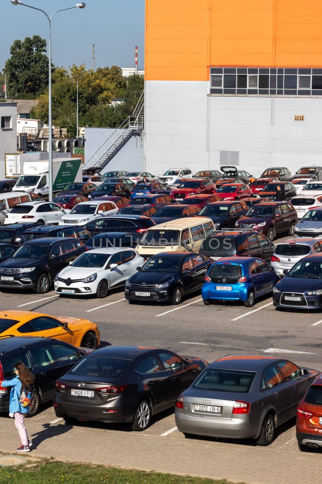 Belarus, Minsk - 06 october, 2023: Rows of cars in the parking lot