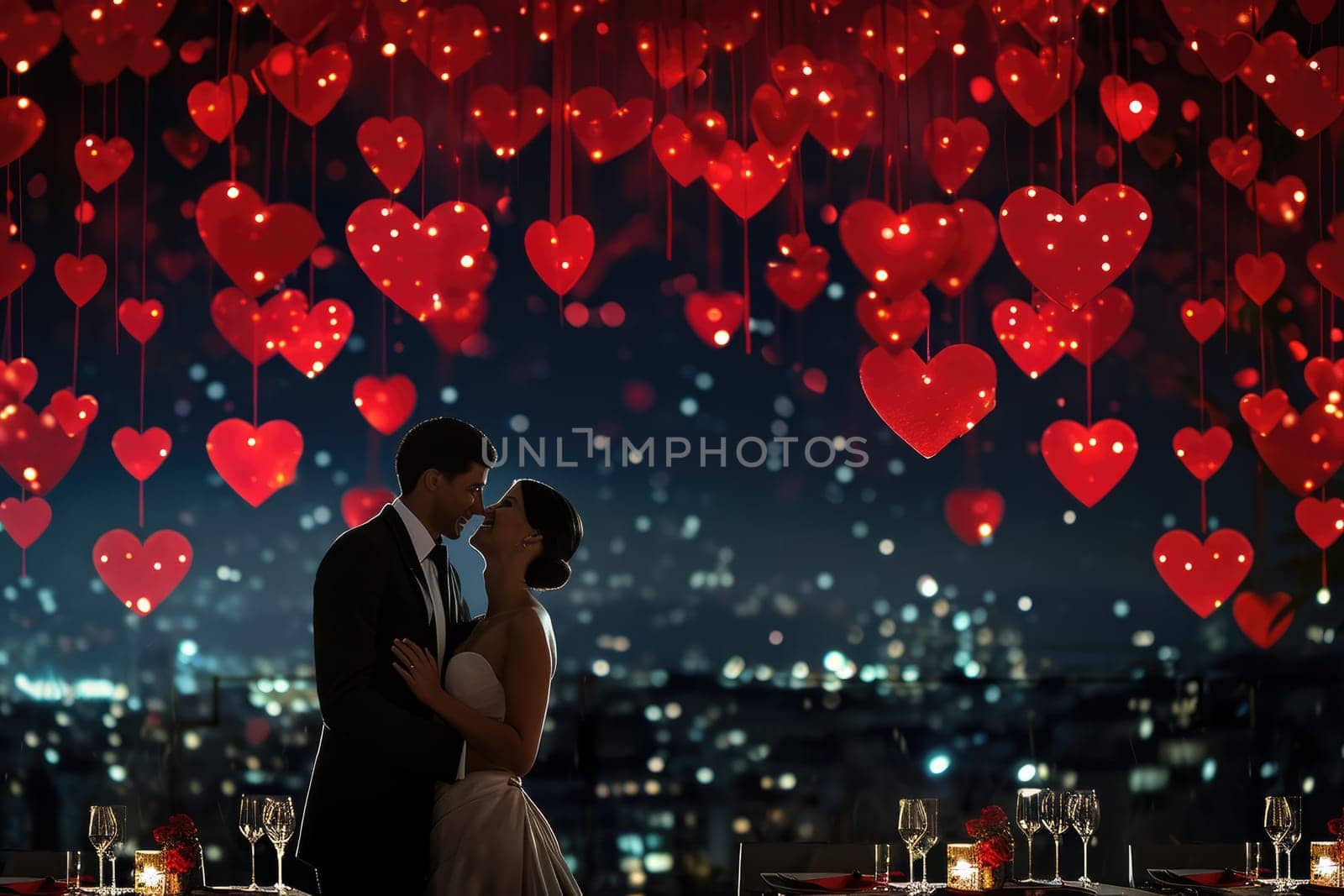 couple in valentines day night at romantic restaurant celebrating their love pragma