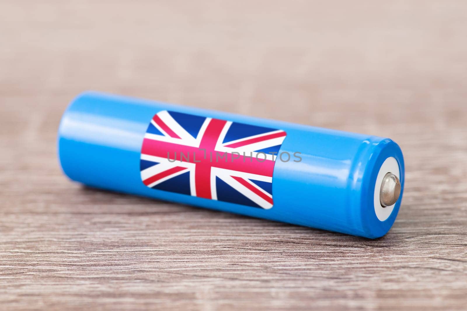 Rechargeable li-ion battery with flag of UK by VitaliiPetrushenko