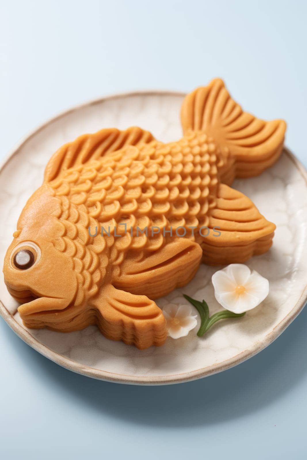 Taiyaki with traditional Japanese red bean paste. ai generated