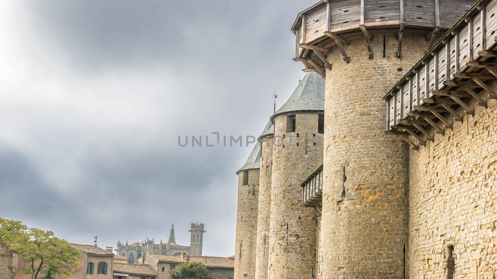 Castle of Carcassonne in France. Impressive medieval fortress