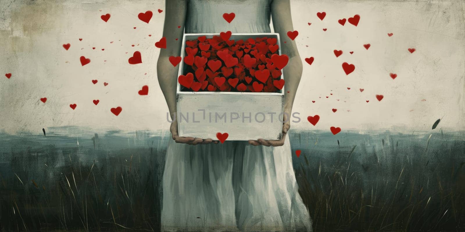 woman holding hearts of love pragma by biancoblue
