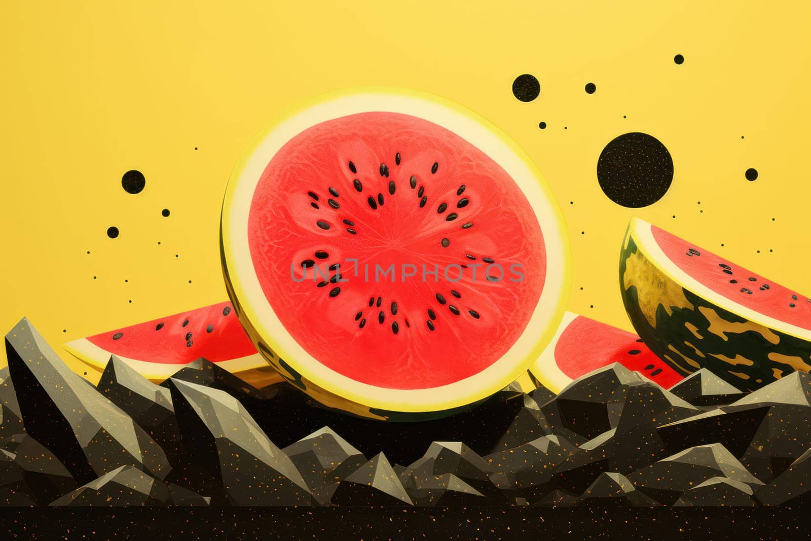 Refreshing Summer Delight: Ripe Watermelon Slice, a Juicy Burst of Sweetness on a Fresh Organic Background.