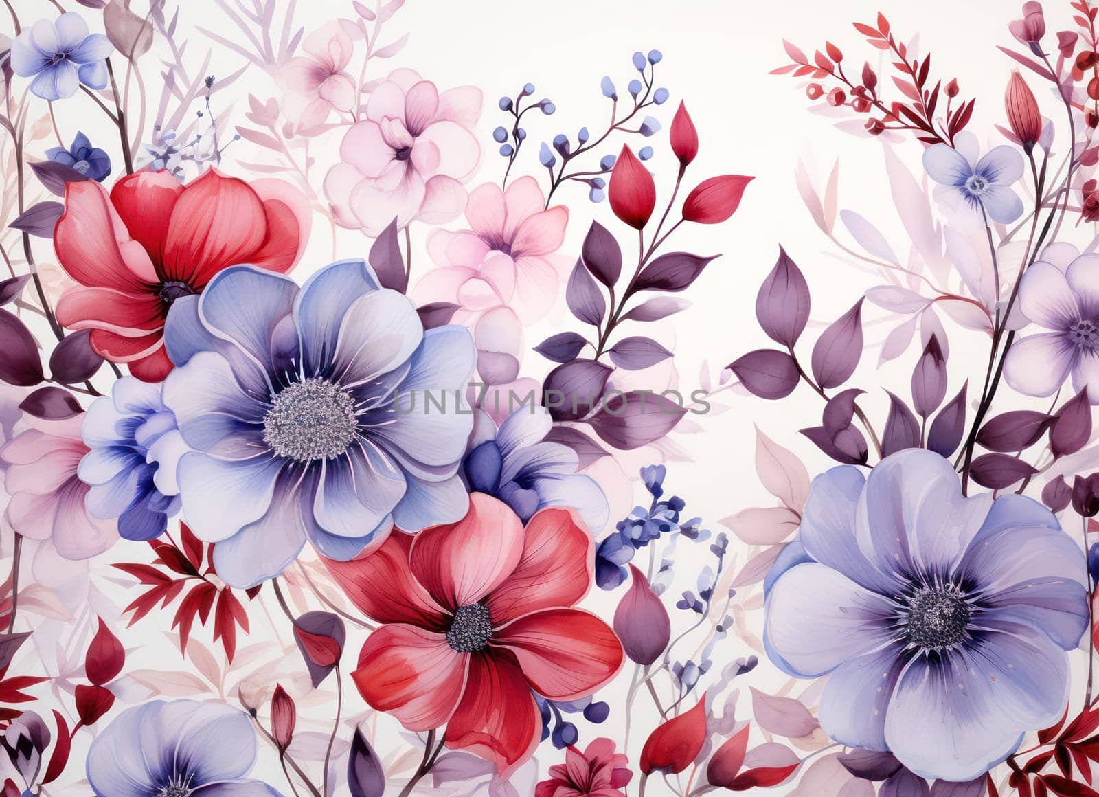 Seamless Floral Design: Pink Blossom Bouquet on Vintage Wallpaper by Vichizh