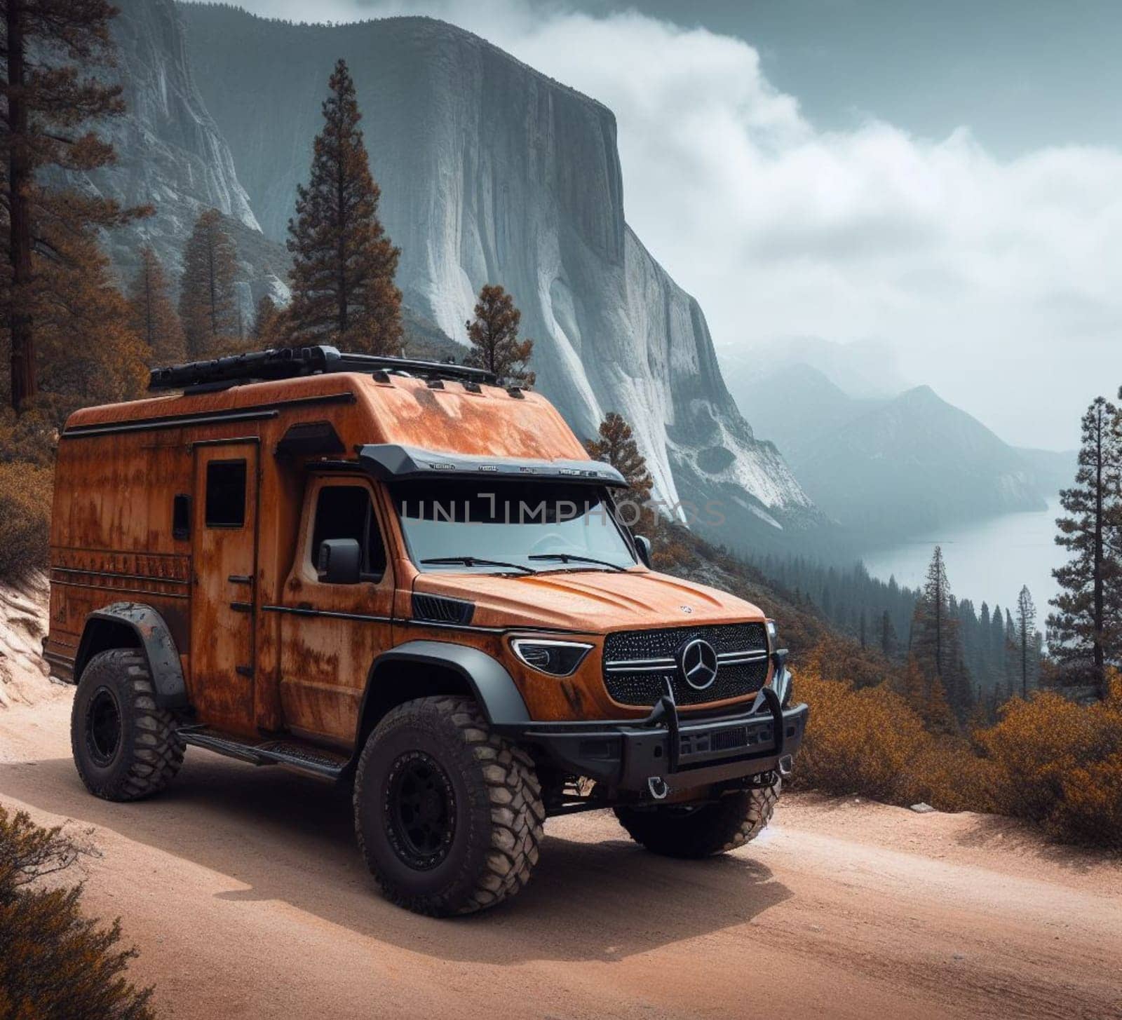 rusty dirt offroad 4x4 lifted vintage custom camper conversion jeep overlanding in mountain roads, nomadic lifestyle, adventure living, ai generated