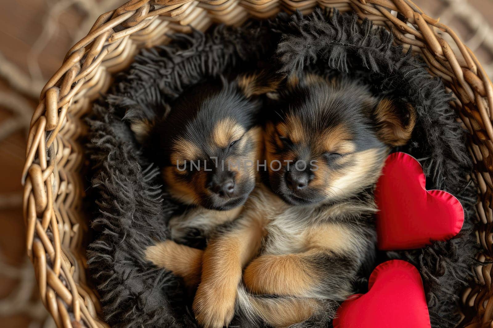 Cute puppy couple in love on valentines day Pragma