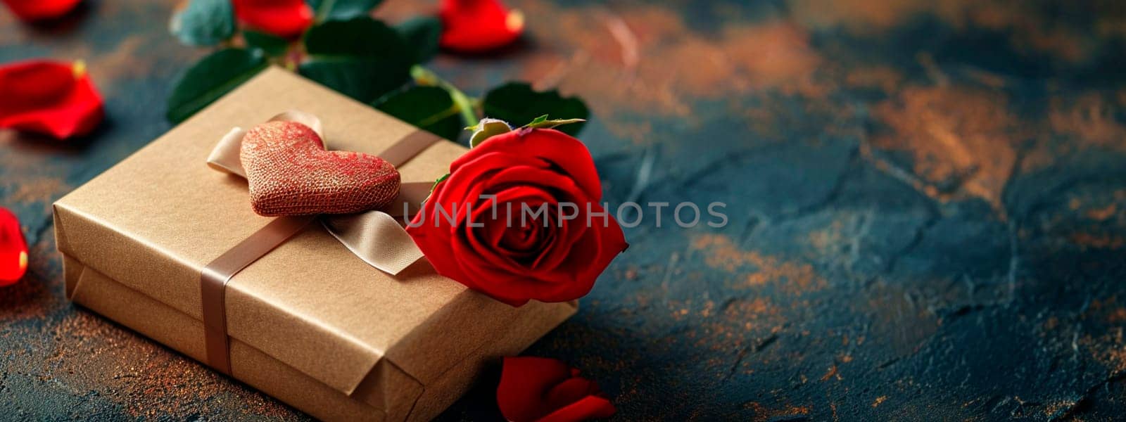 Gift heart and red rose. Selective focus. by yanadjana