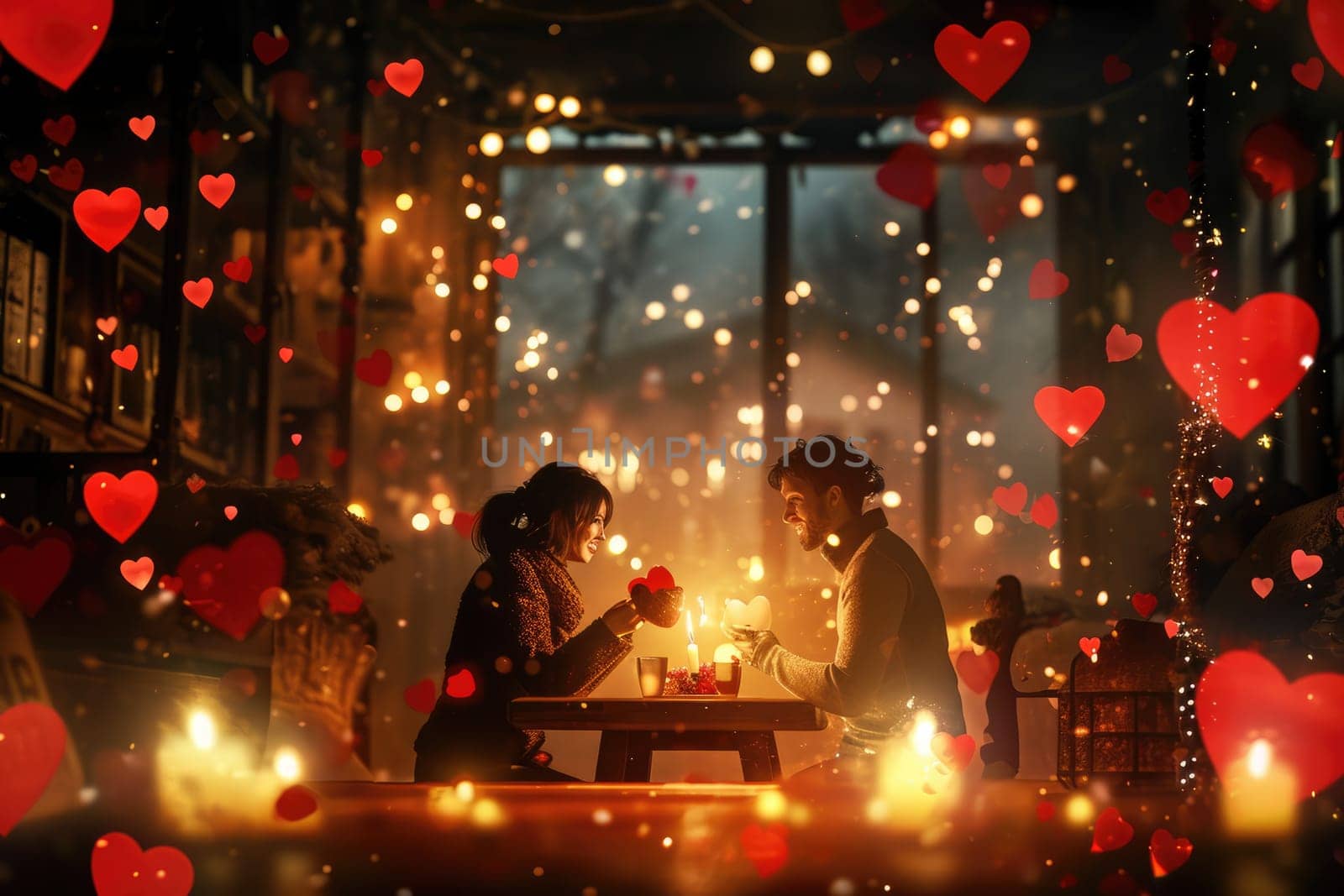 romantic couple giving valentines day gift of pragma love on valentine festival