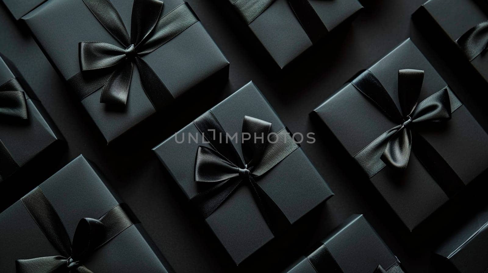 black gift boxes. Selective focus. by yanadjana