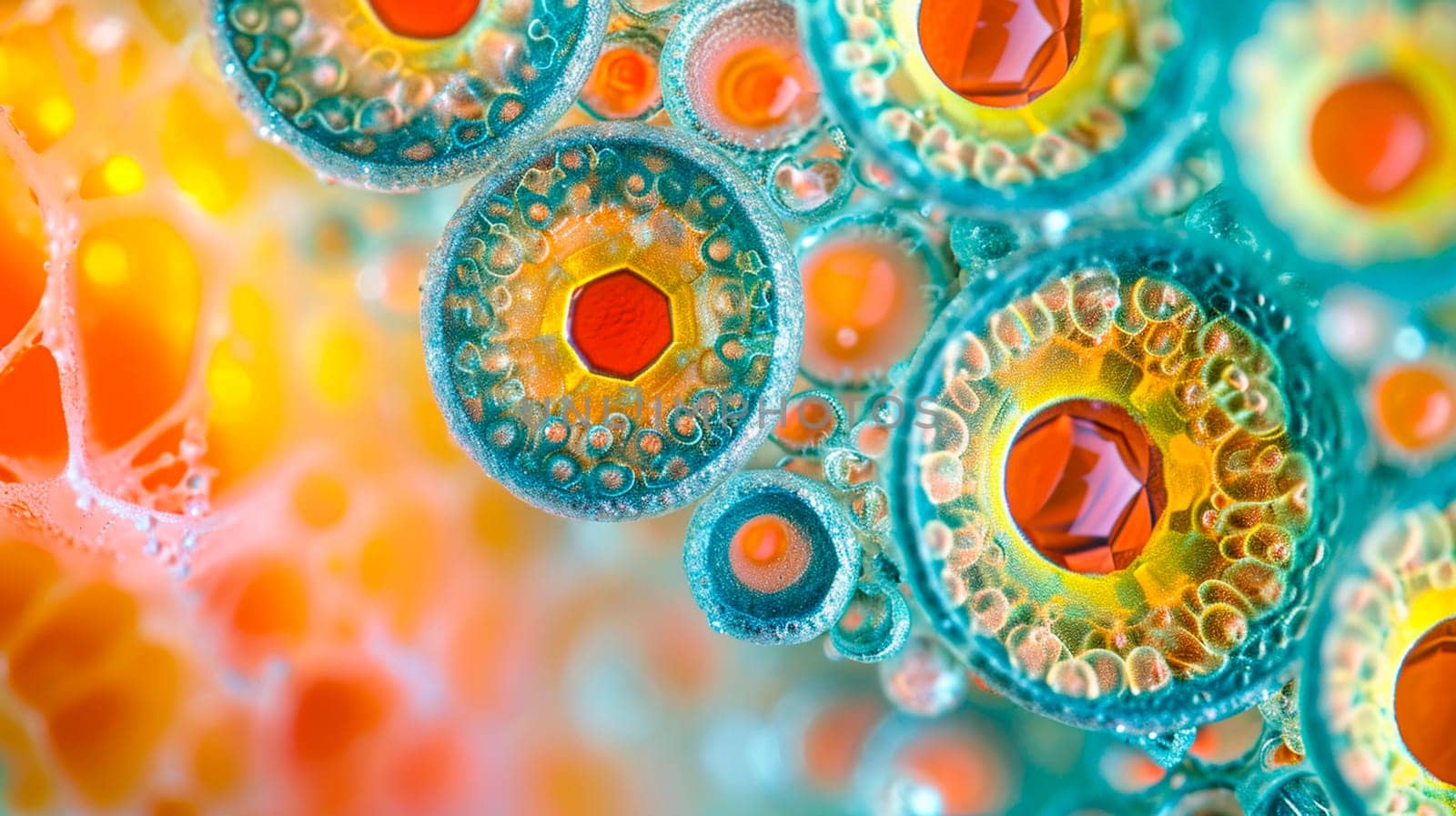 Cell under a microscope. Selective focus. Nature.