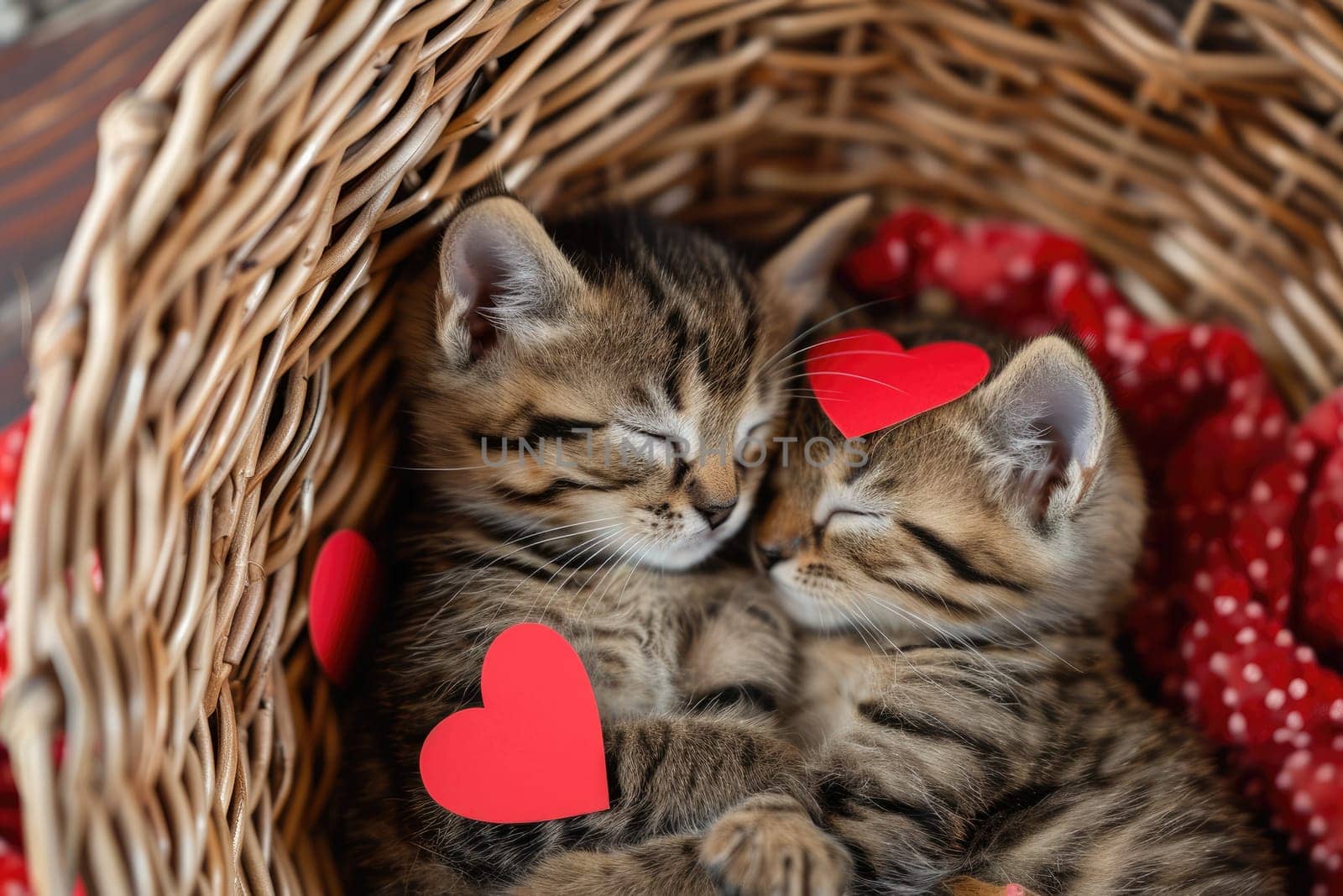 Cute cat couple in love on valentines day Pragma