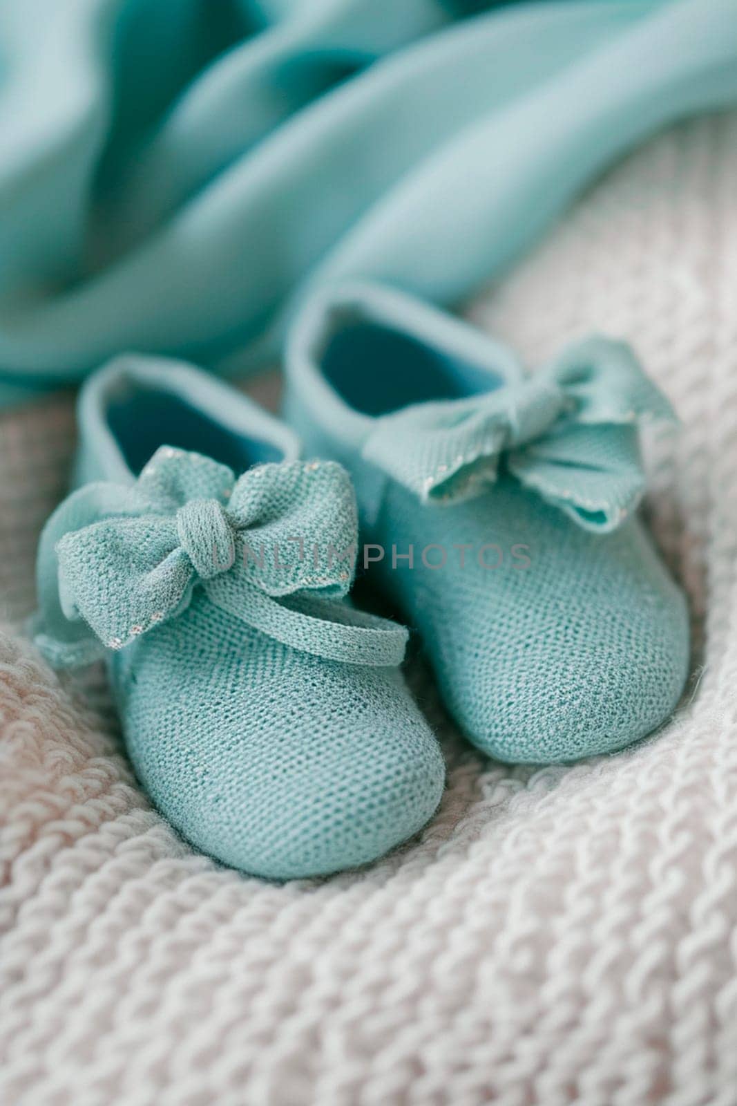 baby booties on a white background. Selective focus. kid.